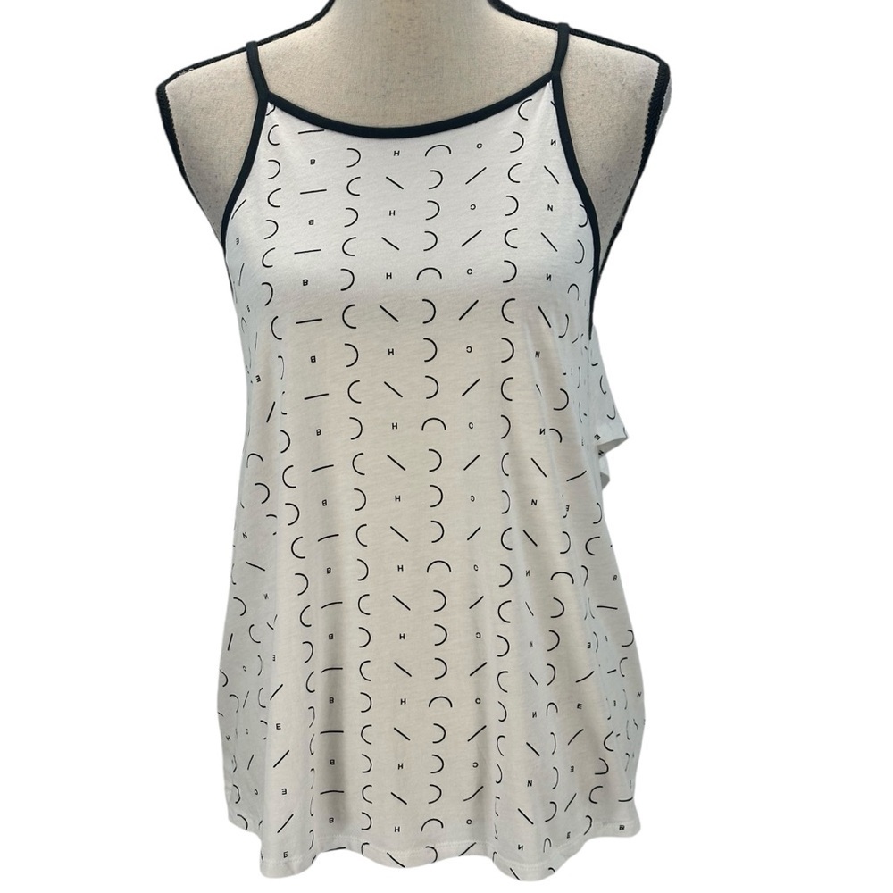 Bench Sleeveless Wrap Back Letter Print Camisole - White Black - size Medium